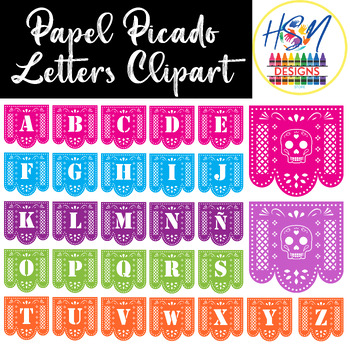 Preview of Vibrant Papel Picado Alphabet Banners | Cinco de Mayo Mexican Fiesta Decor