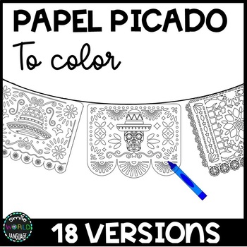 Preview of Papel picado 5 de mayo pennants to color bunting Mexico cinco banderines Fiesta