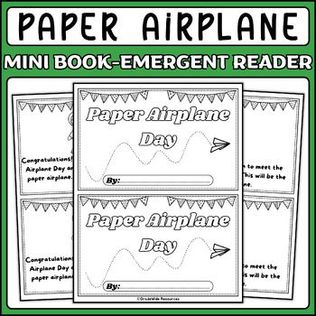 Preview of Paper Airplane Day Emergent Reader Mini Book, Paper Airplan for Young Explorers