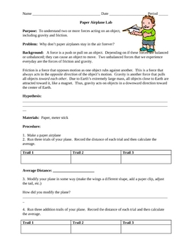 paper airplane lab gravity and air resistance by ian