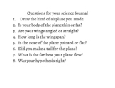 Paper Airplane Lab- Science Journal Worksheet