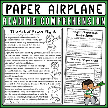 Preview of Paper Airplane Nonfiction Reading Passage & Activities for Paper Airplane Day