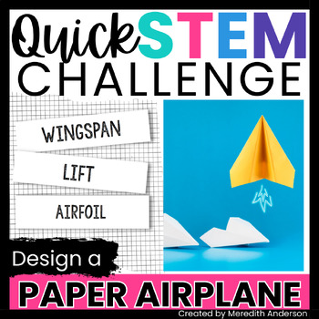 Preview of Paper Airplane STEM Activity Project Template Challenge Low Prep Sub Plans