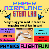 Paper Airplane STEM Physics Lab Activity with Graphing, Wr