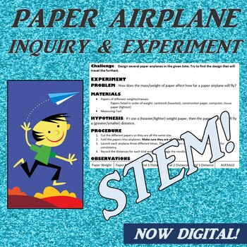 Preview of Paper Airplane Science STEM Challenge- Scientific Method Experiment- DIGITAL!