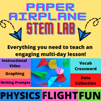 Preview of Paper Airplanes STEM Physics Lab Activity with Graphing, Writing, Creating ZIP