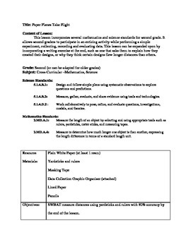 Paper Airplanes Take Flight Lesson Plan and Worksheet - math and science