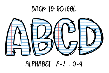 Preview of Paper Alphabet doodle font clip art alpha set
