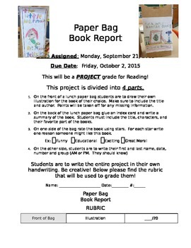 paper bag book report project