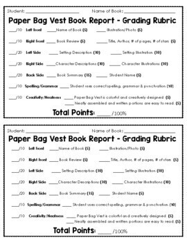 lunch bag book report