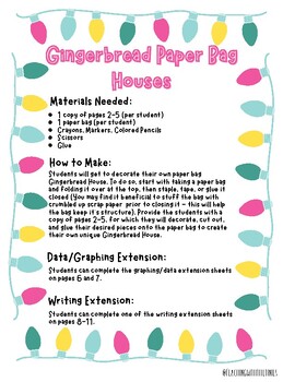 Preview of Paper Bag Gingerbread House CRAFT with WRITING + MATH EXTENSIONS