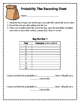 Preview of Paper Bag Probability tiles recording sheet