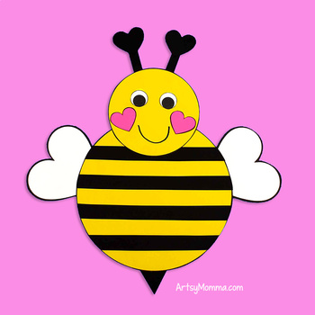 Download Paper Bumble Bee Template With Heart Shapes Tpt