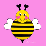 Paper Bumble Bee Template with Heart Shapes