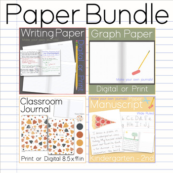 Preview of Paper Bundle Lined Paper, Graph Paper, Journal, & Handwriting Manuscript Paper