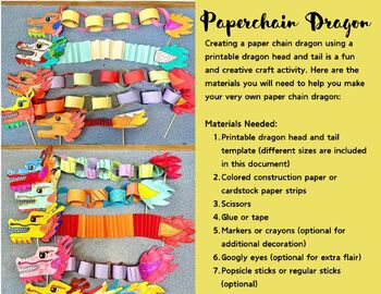 Preview of Paper Chain Dragon Craft Templates for Chinese New Year Dragon Boat Festival