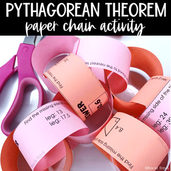 Preview of Paper Chain Pythagorean Theorem Practice Activity Math Holiday Classroom Décor