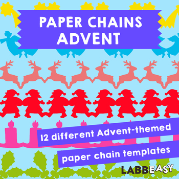 Preview of Paper Chains - Advent: 12 different christmas-themed paper chain templates