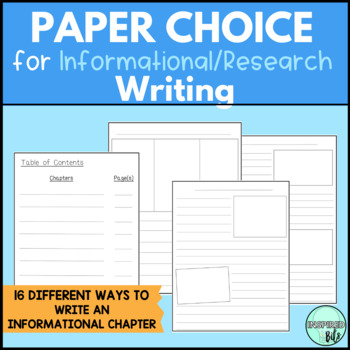 Preview of Paper Choice for Informational/Research Writing Lessons - 3rd Grade