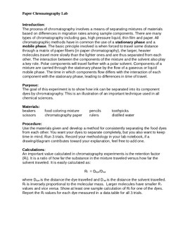 Paper Chromatography Lab Report