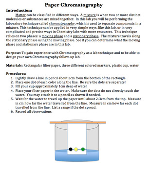 paper chromatography lab hypothesis