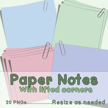 Preview of Paper Clip Art  Notes with Lifted Corners and Paperclips