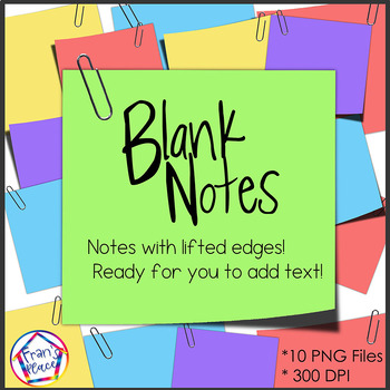Preview of Paper Clip Art:  Notes with LIFTED corners
