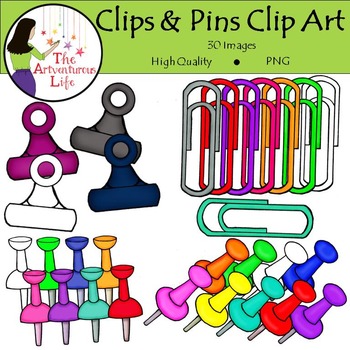 Paper Clips, Push Pins and Clamps Clip Art by The Artventurous Life