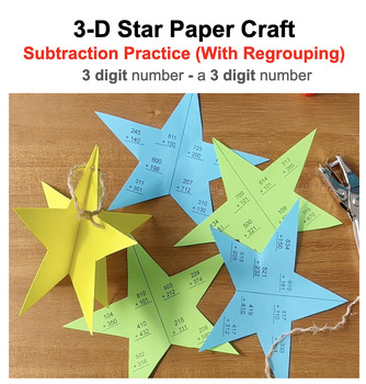 Preview of Paper Craft | 3 digit - 3 digit Subtraction Practice with Regrouping | New Year