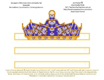 Preview of Paper Crown of Hearts Printable Child Tiara Party Hat Favor Gold Navy Blue