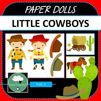 Preview of Paper Dolls COWBOY WESTERN Imaginative Dramatic Play