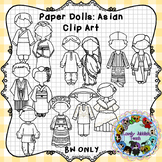 Paper Dolls Clip Art: Traditional Clothing of Asia (B&W ONLY)
