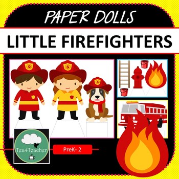 Preview of Paper Dolls LITTLE FIREFIGHTERS Imaginative Dramatic Play