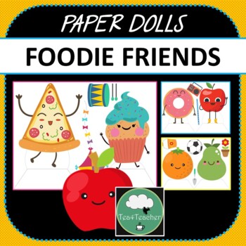 Preview of Paper Dolls LITTLE FOODIE FRIENDS Imaginative Dramatic Play