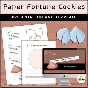 Preview of Paper Fortune Cookies Craft Activity with Template and Instructions Presentation