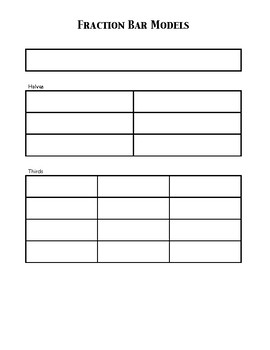 Preview of Paper Fraction Bar Models for Students to Color (all denominators 2-12)