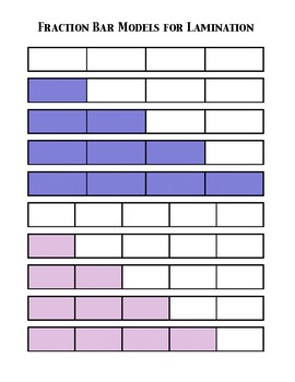 Preview of Paper Fraction Bar Models in Color to Laminate (all denominators 2-12)