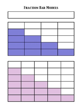 Preview of Paper Fraction Bar Models in color