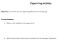 Paper Frog Scientific Method Lab