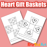 Paper Gift Basket Template & Coloring Page - Hearts for Va