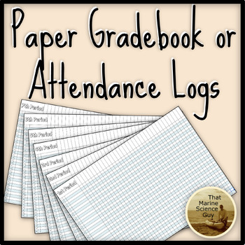 Preview of Paper Gradebook or Attendance Log - Fully Editable - Fits up to 34 Students