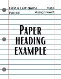 Paper Heading Example Poster (Print, laminate, & hang!)