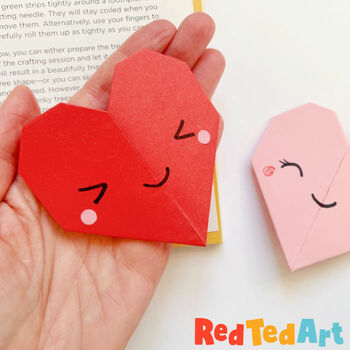 Easy Origami Heart Bookmarks - Red Ted Art - Fun Kids Crafts