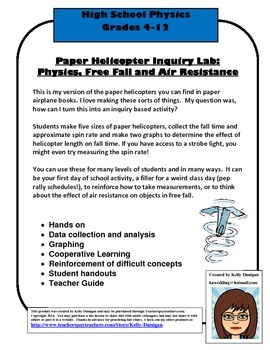 Preview of Paper Helicopter Activity - Air Resistance, Freefall - Physics