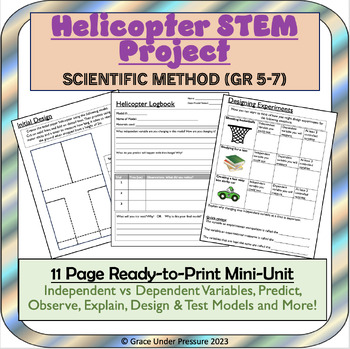 Preview of Paper Helicopter Paper Airplane STEM Activity: Gr 5-7 Scientific Method MiniUnit