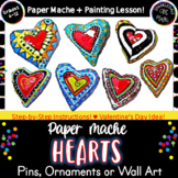 Paper Mache Art Project Hearts Pin Magnet & Ornaments Midd