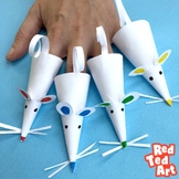 Paper Mouse Finger Puppets - exploring 2d & 3d shapes, son