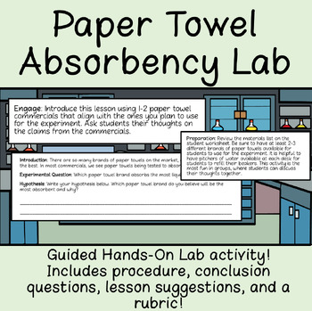 Preview of Paper Towel Absorbency Lab for the Scientific Method 