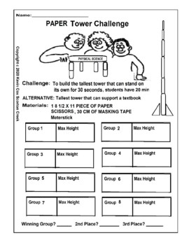 Preview of Paper Tower Lab: Build the Tallest Tower Lab Challenge