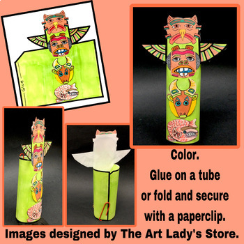 Northwest Coast 3/D Paper Totem Poles. Native American Cut and Paste Craft